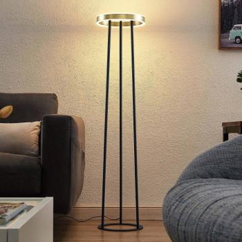 Lucande Seppe LED álló lámpa, Ø30 cm, sárgaréz kép