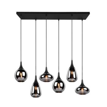 Lumina függőlámpa, 6 lámpás, fekete/króm, üveg kép