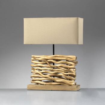 Marica asztali lámpa, szövet árnyék és fa, magasság 50 cm kép