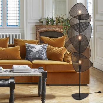 MARKET SET Állólámpa Screen, fekete, rattan, 179 cm magas kép