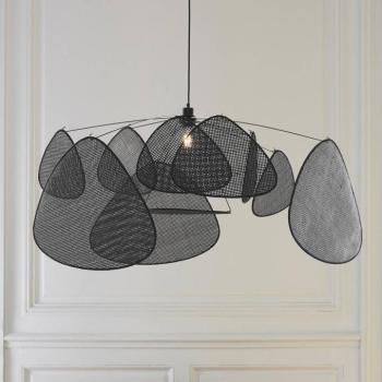 MARKET SET függő lámpa Screen XL, 60 cm, fekete, rattan kép