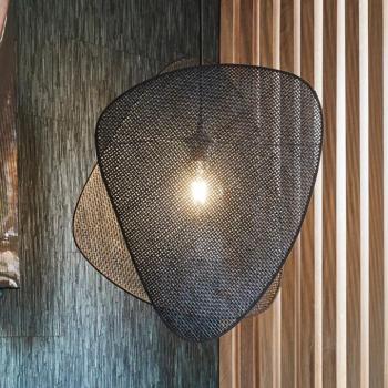 MARKET SET függőlámpa Screen S, 58 cm, fekete, rattan kép