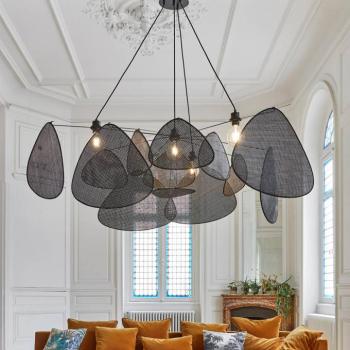 MARKET SET függőlámpa Screen XXL, 90 cm, fekete, rattan kép