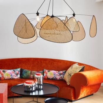 MARKET SET függőlámpa Screen XXL, 90 cm, natúr, rattan, természetes kép
