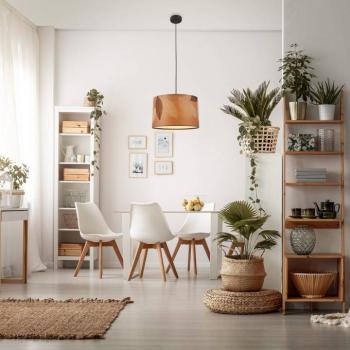 Mata függőlámpa, 1-lámpás, barna, szövet, Ø 35 cm kép