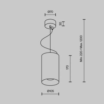 Maytoni LED-es Efir függőlámpa, arany matt, Ø 10.5cm, 33W, 38° kép