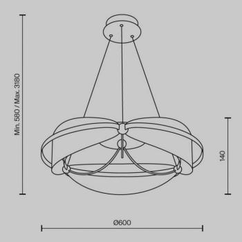 Maytoni LED-es függesztett lámpa Breeze, Ø 60 cm, sárgaréz/kláris, akril kép