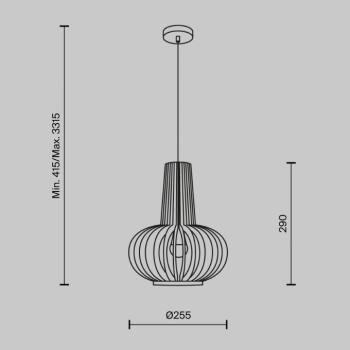 Maytoni Roots függőlámpa, Ø 25 cm, magasság 29 cm, fa/fekete kép