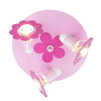 mennyezeti lámpa Blossom, rózsaszín, kerek, 3 égő kép