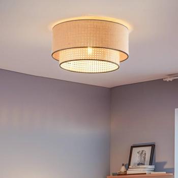 Mennyezeti lámpa Boho, rattan, bézs/fekete kép