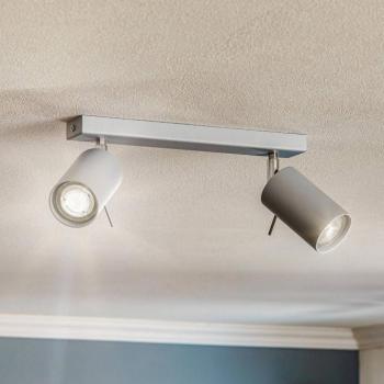 Mennyezeti spotlámpa, kerek, szürke, 2 izzós kép