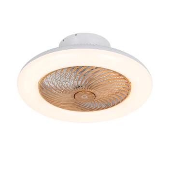 Mennyezeti ventilátor fehér fa mintával 55 cm LED-del, fényerőszabályzóval és távirányítóval - Clima kép