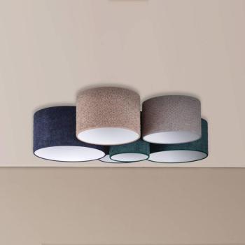 Mennyezeti világítás Boucle 6 izzós kék/zöld/cappuccino/szürke kép
