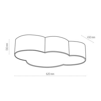 Mennyezeti világítás Cloud, rózsaszín, 63 cm hosszú, textil, felhő, E27 kép