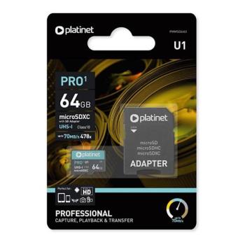  MicroSDXC 64GB U1 Pro 70MB/s + SD adapter  kép