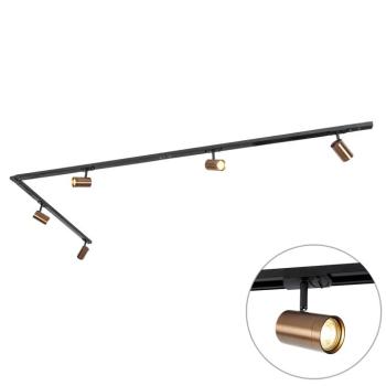Modern 1 fázisú sínrendszer 5 sötét bronz spotlámpával - Jeana kép
