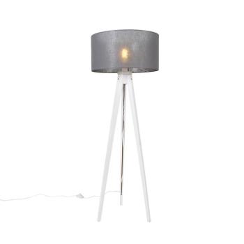 Modern állólámpa állványon fehér, szürke árnyékolóval 50 cm - Tripod Classic kép