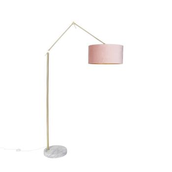 Modern állólámpa arany bársony árnyékolóval rózsaszín 50 cm - Editor kép