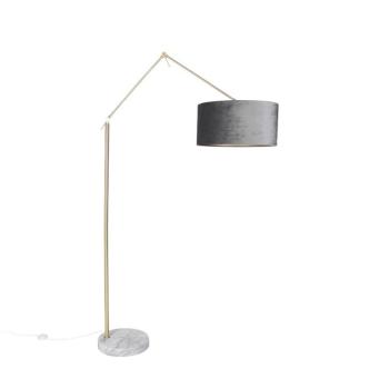 Modern állólámpa arany bársony árnyékolóval szürke 50 cm - Editor kép