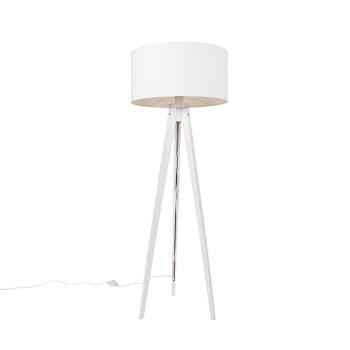 Modern állólámpa háromlábú fehér árnyékolóval, 50 cm - Tripod Classic kép