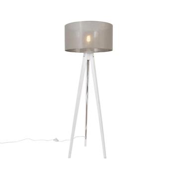 Modern állólámpa háromlábú fehér, bézs árnyékolóval 50 cm - Tripod Classic kép
