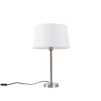 Modern asztali lámpa acélból fehér árnyékolóval 32 cm - Simplo kép
