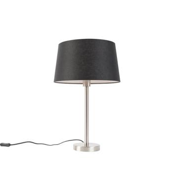 Modern asztali lámpa acélból fekete árnyékolóval 35 cm - Simplo kép