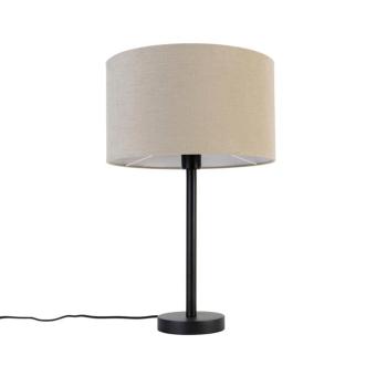 Modern asztali lámpa fekete boucle árnyékolóval világosbarna 35 cm - Simplo kép