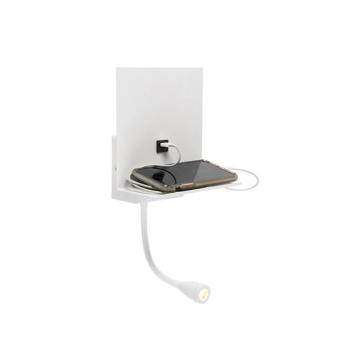 Modern fali lámpa fehér USB-vel és rugalmas karral - Flero kép