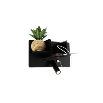 Modern fali lámpa fekete, LED-del és USB-vel - Thijs kép