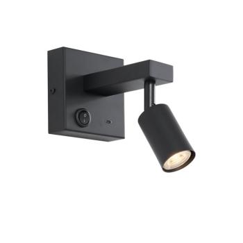 Modern fekete dönthető fali lámpa USB-C csatlakozóval - Rex kép