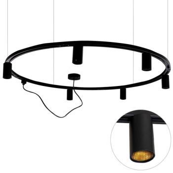 Modern függesztett sínrendszer 6 fekete reflektorral, 1 fázisú GU10 50 mm - Iconic Ruby Honey kép
