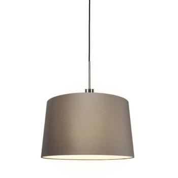 Modern függőlámpa acél és fekete árnyékolóval 45 cm bézs - Combi kép