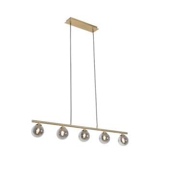Modern függőlámpa arany 100 cm 5-lámpás füstüveggel - Athén kép