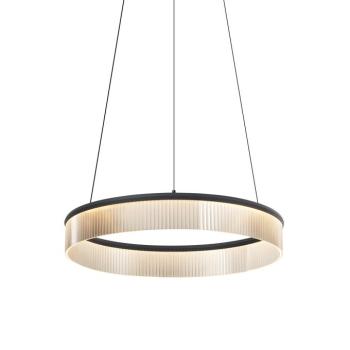 Modern függőlámpa fekete 59cm LED-del, 3 lépésben dimmelhető - Anello csillár kép