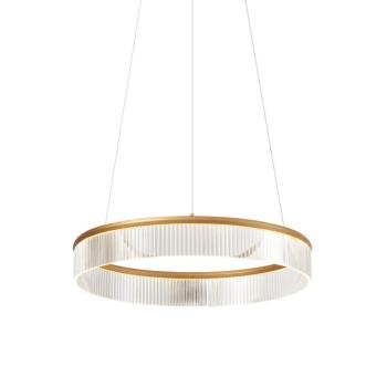 Modern függőlámpa sárgaréz 59cm LED-del, 3 lépésben dimmelhető - Anello csillár kép