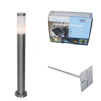 Modern kültéri kút lámpa acélból opállal 80 cm IP44 - Rox kép