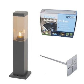 Modern kültéri lámpaoszlop sötétszürke füsttel 45 cm - Malios kép
