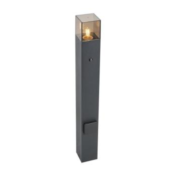 Modern kültéri oszlop lámpa fekete füstüveggel 70 cm alkonyatérzékelővel IP44 - Denmark kép