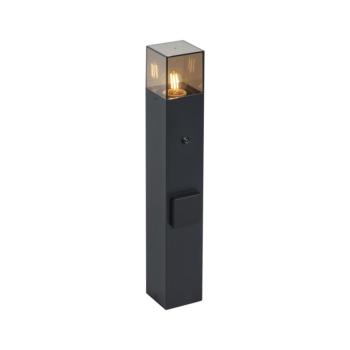Modern kültéri oszlopos lámpa fekete füstüveggel 50 cm alkonyatérzékelővel IP44 - Denmark kép