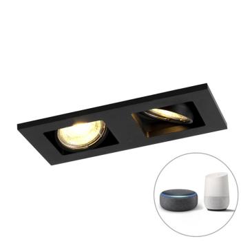 Modern okos beépített spotlámpa fekete, 2 db WIFI GU10-es izzóval - Qure kép
