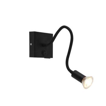 Modern rugalmas fali lámpa USB fekete - Zeno kép