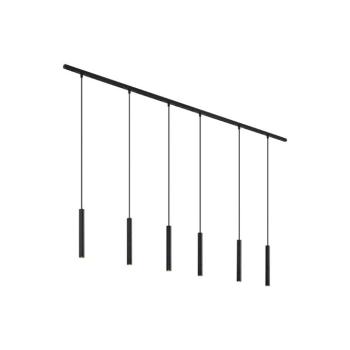Modern sínrendszer 6 fekete függőlámpa foglalattal, 1 fázisú - Slimline Keno kép
