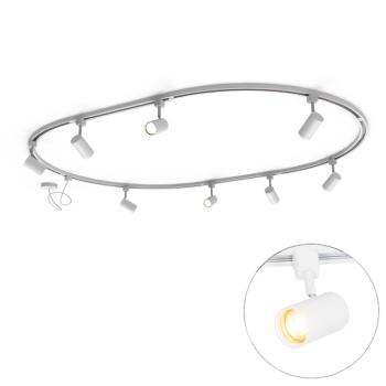 Modern sínrendszer 8 fehér spotlámpával, 1 fázisú ovális 200 cm - Iconic Jeana kép