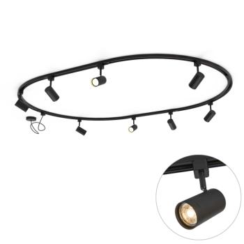 Modern sínrendszer 8 fekete spotlámpával, 1 fázisú, ovális, 200 cm - Iconic Jeana kép