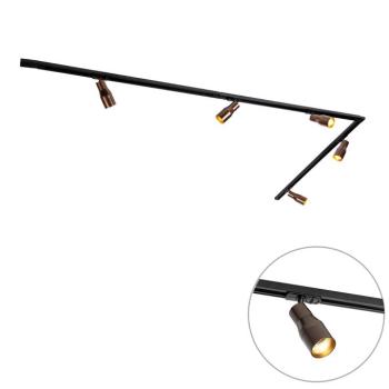 Modern Track Lighting System with 5 Spotlights Dark Bronze 1-Phase - Iconic Kohua kép