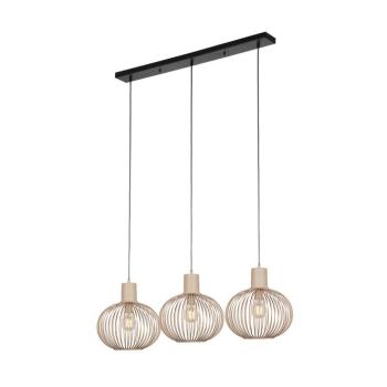Moderne draad hanglamp zwart met beige 3-lichts - Gila kép