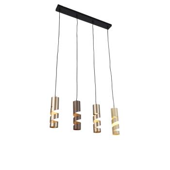 Moderne hanglamp zwart met taupe en beige 4-lichts - Stream kép