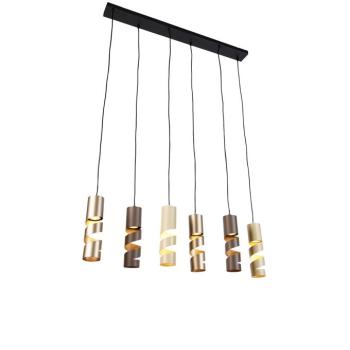 Moderne hanglamp zwart met taupe en beige 6-lichts - Stream kép
