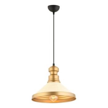  MONZA kábeles függőlámpa 1×E27/40W/230V, átmérő 30 cm, krémszínű/arany  kép